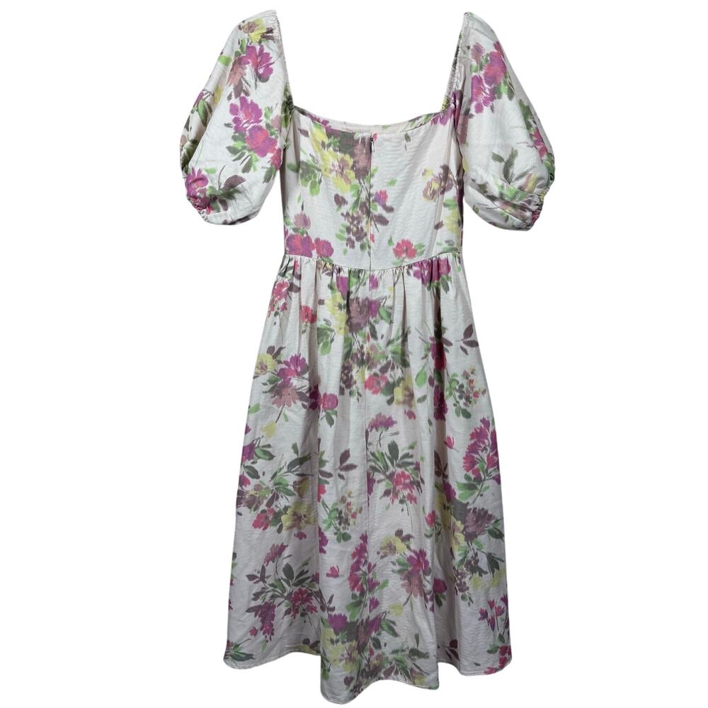 Shoshanna Off-Shoulder Floral Midi Dress -‎ Cream and Pink - Picture 8 of 16